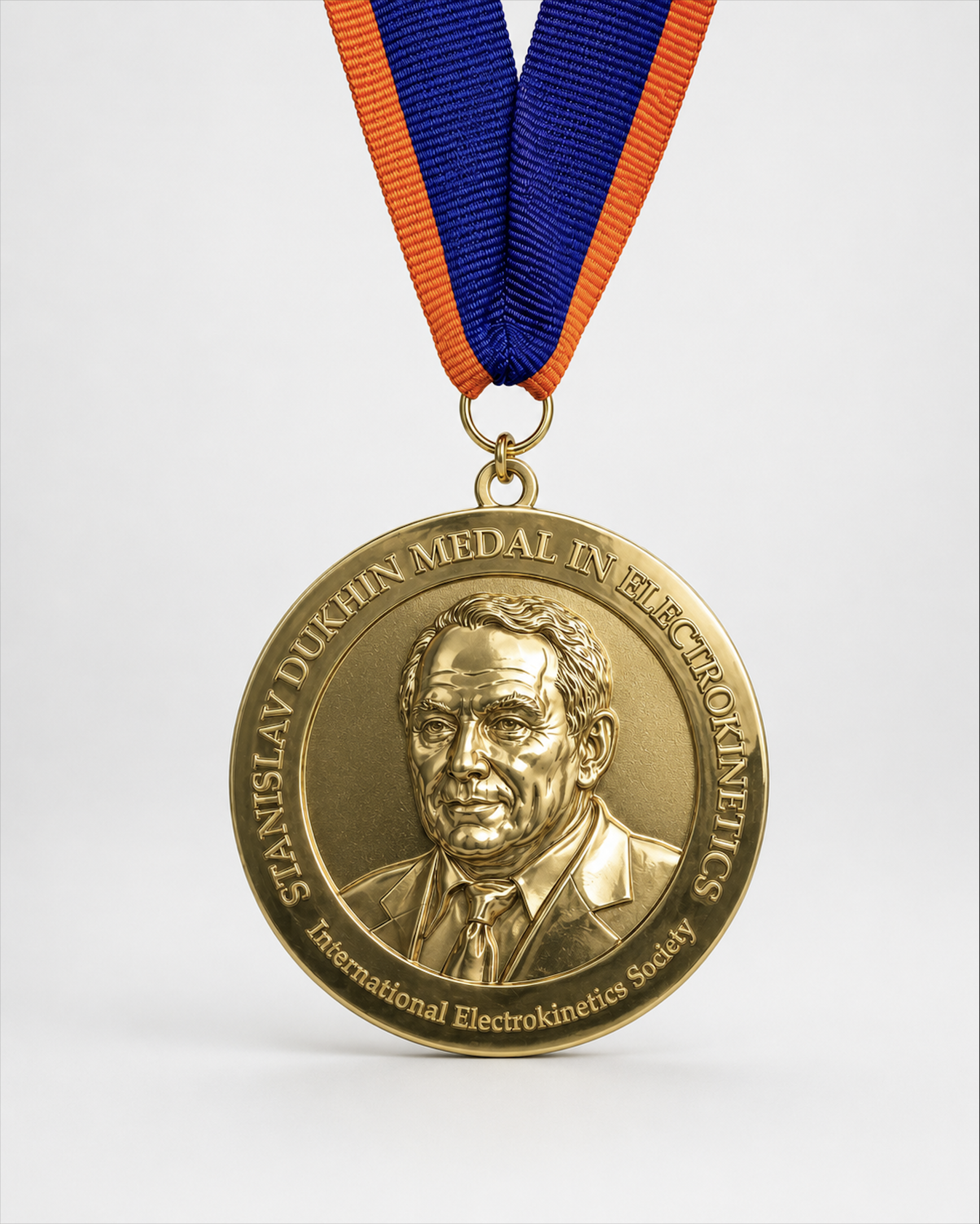 Stanislav Dukhin Medal in Electrokinetics - Custom Gold Lifetime Achievement Medal with 3D Sculpted Portrait for the International Electrokinetics Society